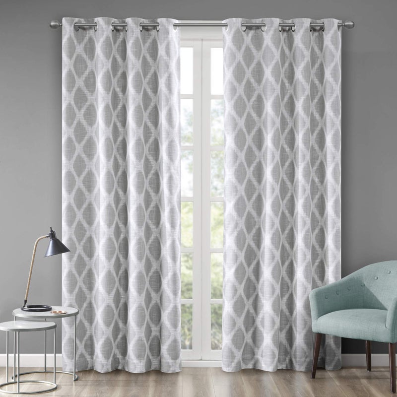 SUNSMART Sun Smart Blakesly Blackout Curtains Patio Window, Ikat Print, Grommet Top Living Room Decor, Living Room Decor, Thermal Insulated Light Blocking Drape for Bedroom and Apartments, 50" x 84", Grey - Image 3